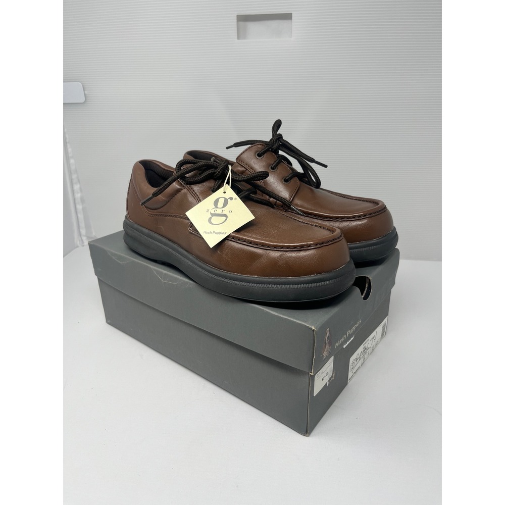 Hush Puppies Gus Tan Leather Oxfords Mens 10 Wide H18772 ZeroG Comfort Curve